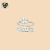 (2-5254-1) Anillo de bodas cuadrado en plata de ley 925.