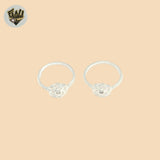 (2-5021-1) 925 Sterling Silver - Flower Zircon Ring.