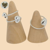 (2-5073) Anillo de corazón ajustable en plata de ley 925.