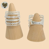 (2-5090) 925 Sterling Silver - Elongated Zircon Ring.