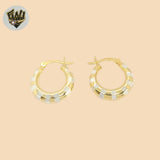 (2-4087) 925 Sterling Silver - Two Tone Carved Hoops.