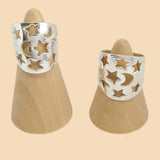 (2-5058-1) 925 Sterling Silver - Moon and Star Band Ring