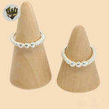 (2-5023) Plata de Ley 925 - Anillo Bolas Corte Diamante