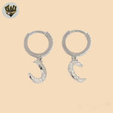 (2-4251) 925 Sterling Silver - Moon Charms Huggies.