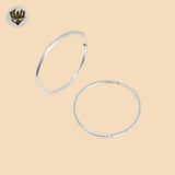(2-4013) 925 Sterling Silver - Plain Round Hoops.