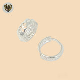 (2-4060-1) 925 Sterling Silver - Flower Chunky Huggies.