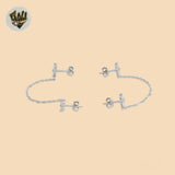 (2-3260) 925 Sterling Silver - Double Zircon Stud Earrings.