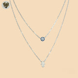 (2-66018) 925 Sterling Silver - 1mm Layering Eye Necklace - 14"