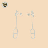 (2-3334) 925 Sterling Silver - Long Toggle Earrings.