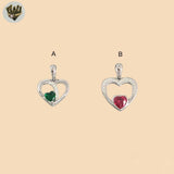 (2-1356) 925 Sterling Silver - Heart Zircon Pendants.