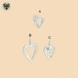 (2-1374) 925 Sterling Silver - Heart Zircon Pendants.