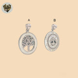 (2-1543) 925 Sterling Silver - Tree Circle Pendants.