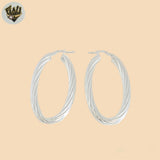 (2-4114) 925 Sterling Silver - Oval Twisted Hoops.