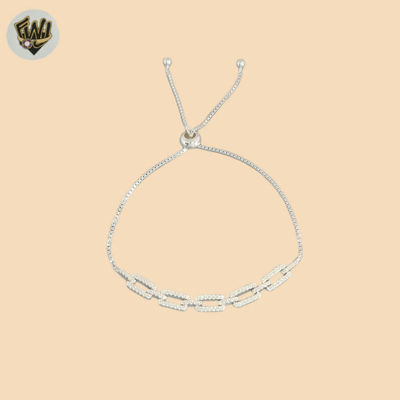 (2-0423) 925 Sterling Silver -Adjustable Zircon Bracelet.