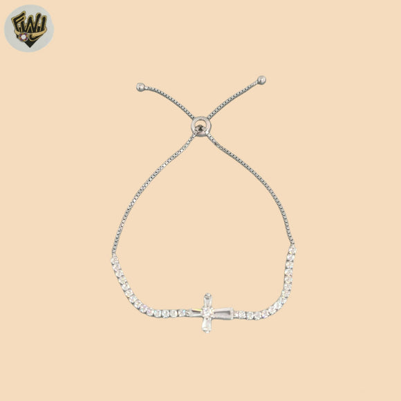 (2-0428) 925 Sterling Silver -Adjustable Cross Bracelet.