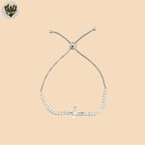 (2-0428) 925 Sterling Silver -Adjustable Cross Bracelet.