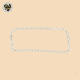 (2-0171) 925 Sterling Silver - 6mm Carved Heart Anklet - 10"