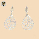 (2-3120) 925 Sterling Silver - Long Carved Earrings.