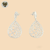(2-3120) 925 Sterling Silver - Long Carved Earrings.