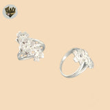 (2-5041-1) Anillo Alargado Flor Plata Ley 925.