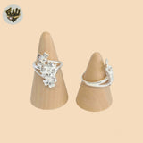 (2-5041-1) Anillo Alargado Flor Plata Ley 925.