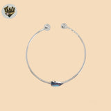 (2-0630) 925 Sterling Silver - 2mm Open Evil Eye Bangle.