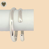 (2-0656) 925 Sterling Silver - 6.5mm Plain Open Bangle - 2.5"