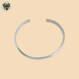 (2-0656) 925 Sterling Silver - 6.5mm Plain Open Bangle - 2.5"