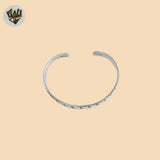 (2-0652) 925 Sterling Silver - 6mm Carved Open Bangle.