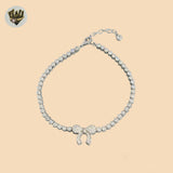 (2-0430) 925 Sterling Silver - Zircon Bow Bracelet.