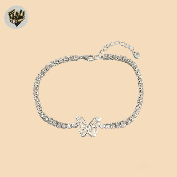 (2-0439) 925 Sterling Silver - Zircon Butterfly Bracelet.