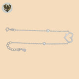(2-0302) 925 Sterling Silver - 1.5mm Link Heart Bracelet.