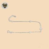 (2-0301-2) 925 Sterling Silver - 1.5mm Link Cross Bracelet.