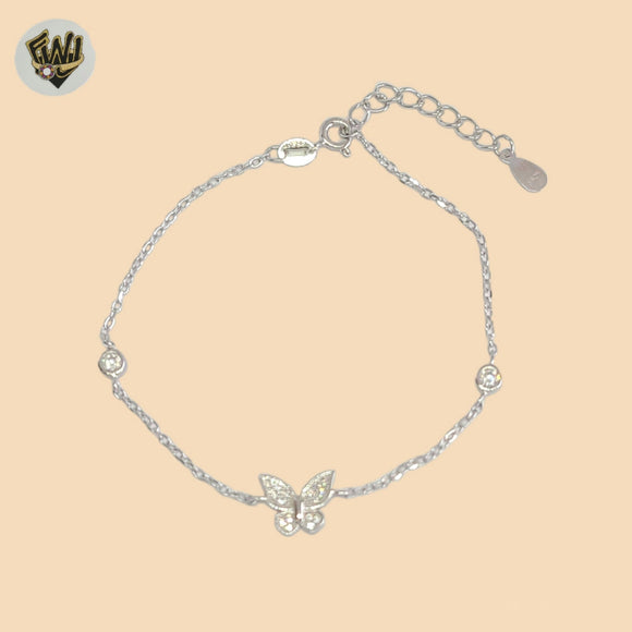 (2-0370) 925 Sterling Silver - 1mm Link Butterfly Bracelet.