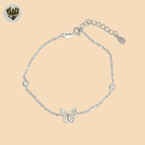 (2-0370) 925 Sterling Silver - 1mm Link Butterfly Bracelet.