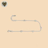 (2-0370-1) 925 Sterling Silver - 1mm Link Heart Bracelet.