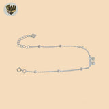 (2-0370-2) 925 Sterling Silver - 1mm Link Bow Bracelet.