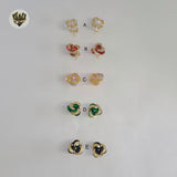(1-1187-1) Laminado de Oro - Aretes de Flores - BGF