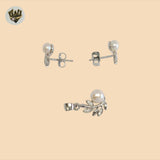 (2-6837) 925 Sterling Silver - Pearl Leaf Set.
