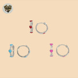 (2-4230) 925 Sterling Silver - Heart Zircon Huggies.