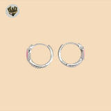 (2-4182-1) 925 Sterling Silver - Pink Heart Huggies.