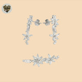 (2-6392) 925 Sterling Silver - Zircon Flower Set.