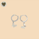 (2-4281) 925 Sterling Silver - Butterfly Charms Huggies.