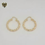 (1-2702-1) Gold Laminate- Twisted Hoops - BGO