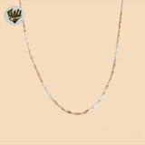 (2-66110) 925 Sterling Silver - 2mm Three Tones Twist Necklace.