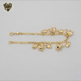 (1-0546) Gold Laminate - 3mm Figaro Link Elephants Bracelet - 7" - BGF