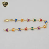 (1-0640) Gold Laminate - 7mm Multicolor Butterfly Bracelet - 7.5" - BGF