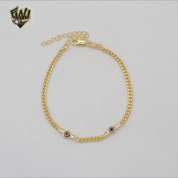 (1-0669-1) Gold Laminate - 3mm  Curb Link Eye Bracelet - 7