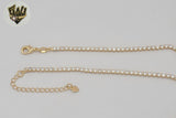 (1-6054) Laminado de oro - Collar con dijes de eslabones de bolas de 2 mm - BGF