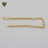 (1-0635) Gold Laminate - 3.5mm Curb Link Zircon Bracelet - BGF